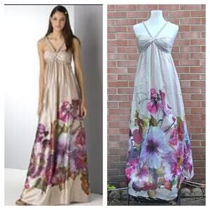 House Of Dereon Beyonce Silk Halter Floral Gown Size 10